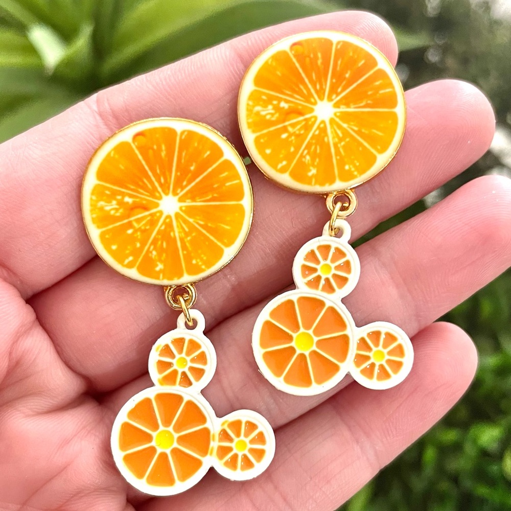 Orange Mickey Mouse Earrings